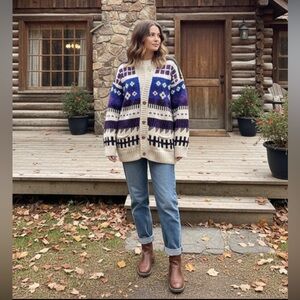 Vintage Nuevo Americana wool knit cardigan button front